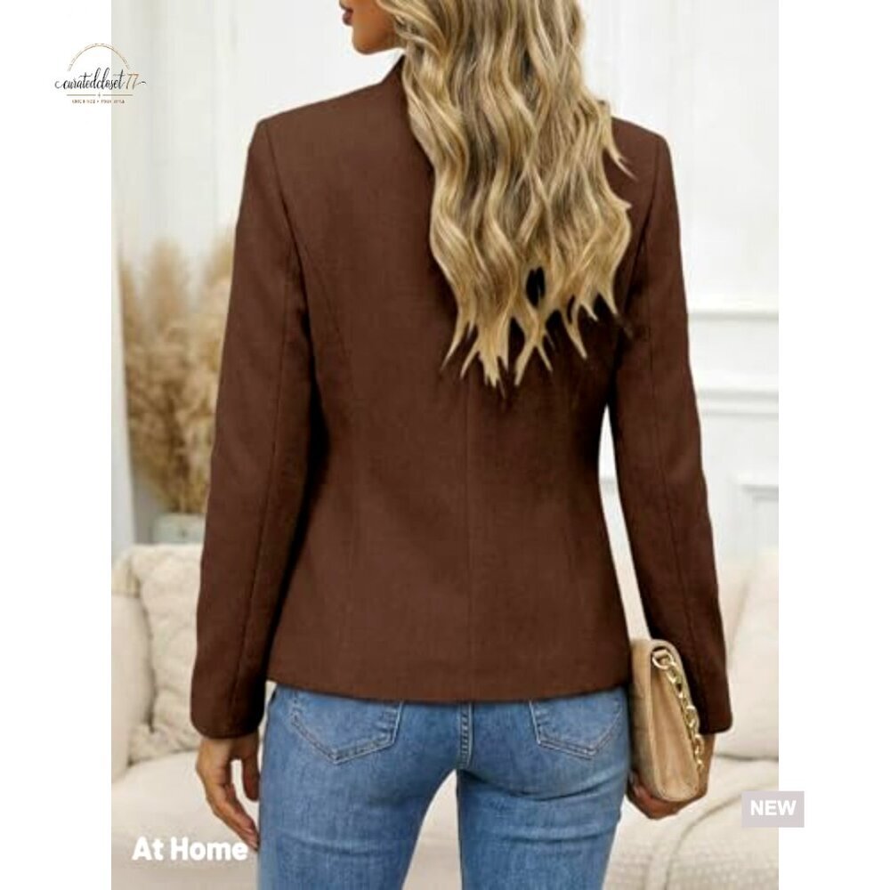 Wool Blend Blazer Jacket Slim Fit Fully Lined Casual Work Office Coat - Picture 3 of 7